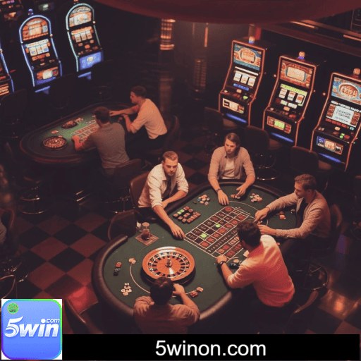 Imagem promocional do cassino online da 5WIN mostrando jogos ao vivo